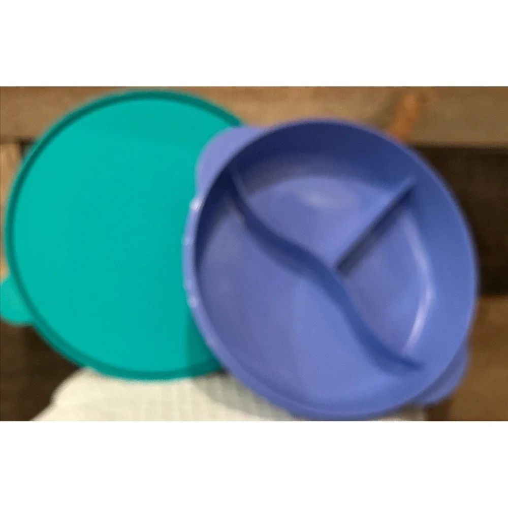 Tupperware Divided Meal Keeper Crystal Wave‎ Microwave Vent Blue Green 3284C-2